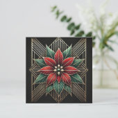 Printable Retro Art Deco Poinsettia Scrapbook Einladung (Stehend Vorderseite)
