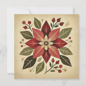 Printable Retro Folk Art Poinsettia Scrapbook Einladung (Rückseite)