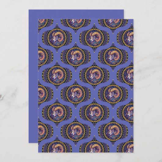 Printable Retro Whimsical Aries Astrologie Mandala Einladung (Vorne/Hinten)