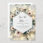 Printable Romance Mason Jar Wedding Save The Date (Vorne/Hinten)
