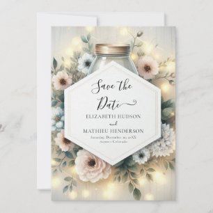 Printable Romance Mason Jar Wedding Save The Date