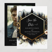 Printable Romance-verzauberte Waldhochzeit Save The Date (Vorne/Hinten)