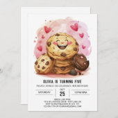 Printable rosa Online Cookies Geburtstag Einladung (Vorne/Hinten)