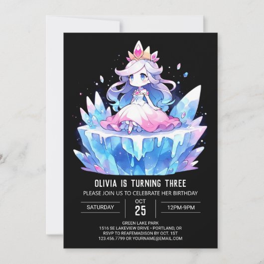 Printable Royal Princess Birthday Einladung (Vorderseite)