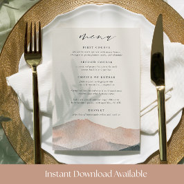 Printable Sierra Dusk Wedding Menu Card Einladung