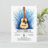 Printable Simple Guitar Boy Birthday Einladung (Stehend Vorderseite)