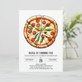 Printable Simple Pizza Birthday Einladung (Stehend Vorderseite)