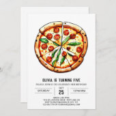 Printable Simple Pizza Birthday Einladung (Vorne/Hinten)