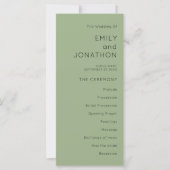 Printable Simple Text Sage Green Wedding Program Karte (Vorderseite)