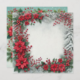 Printable Snowy Poinsettia Frame Scrapbook Einladung