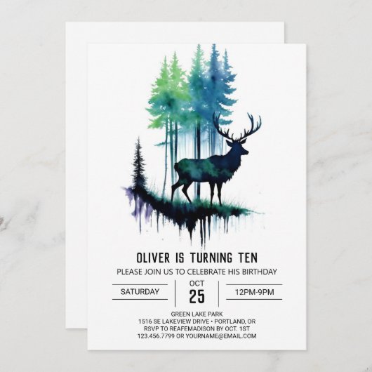 Printable Stag Birthday Einladung (Vorne/Hinten)