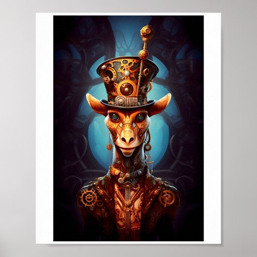 Printable Steampunk Funky Giraffe Imitate Ink 035 Poster (Vorne)