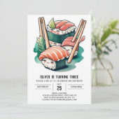 Printable Sushi Night Birthday Einladung (Stehend Vorderseite)