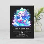 Printable Sweet Mermaid Birthday Einladung (Stehend Vorderseite)