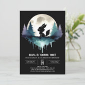 Printable Sweet Wolf Birthday Einladung (Stehend Vorderseite)