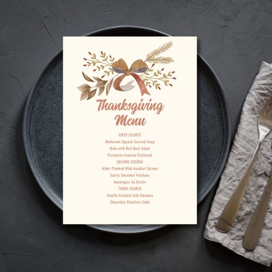 Printable Thanksgiving Menu Einladung