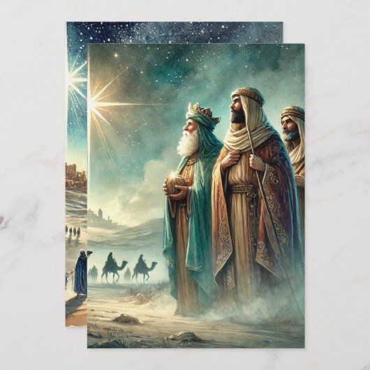 Printable Three Wise Men Nativbook Einladung (Vorne/Hinten)