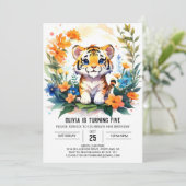 Printable Tiger Boy Birthday Einladung (Stehend Vorderseite)