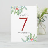 Printable Tischnummer Botanisches Weihnachtsfest (Stehend Vorderseite)