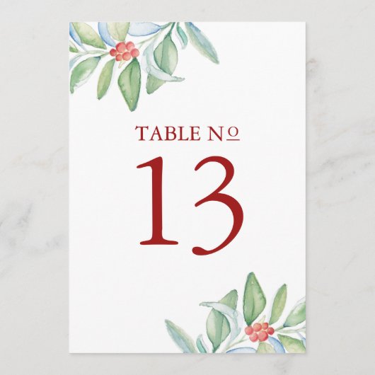 Printable Tischnummer Weihnachtsgrün (Rückseite)