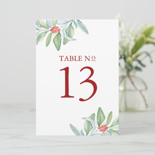 Printable Tischnummer Weihnachtsgrün (Stehend Vorderseite)