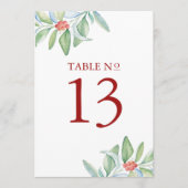 Printable Tischnummer Weihnachtsgrün (Vorderseite)