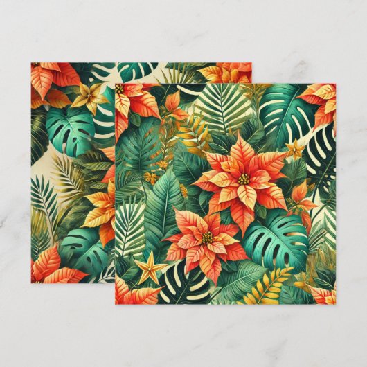 Printable Tropical Christmas Poinsettia Scrapbook Einladung (Vorne/Hinten)