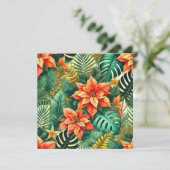 Printable Tropical Christmas Poinsettia Scrapbook Einladung (Stehend Vorderseite)