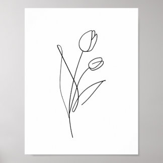Printable Tulip Line Zeichnend minimale, kunstblum Poster