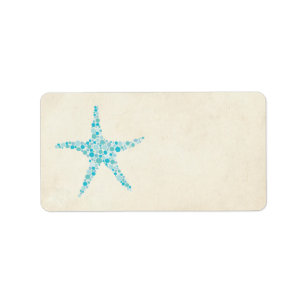 Printable Türkise Aqua Starfish Adressetiketten