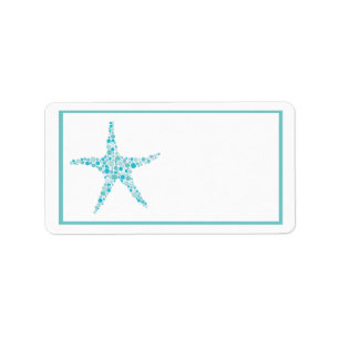 Printable Türkise Aqua Starfish Adressetiketten