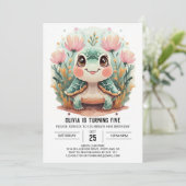 Printable Underwater Turtle Girl Einladung (Stehend Vorderseite)