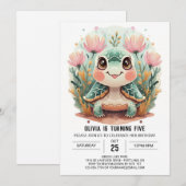 Printable Underwater Turtle Girl Einladung (Vorne/Hinten)