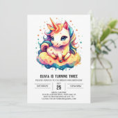 Printable Unicorn Birthday Whimsy Einladung (Stehend Vorderseite)
