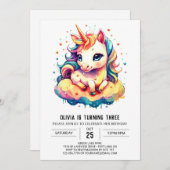 Printable Unicorn Birthday Whimsy Einladung (Vorne/Hinten)