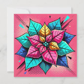 Printable Vibranly Pop Art Poinsettia Scrapbook Einladung (Vorderseite)