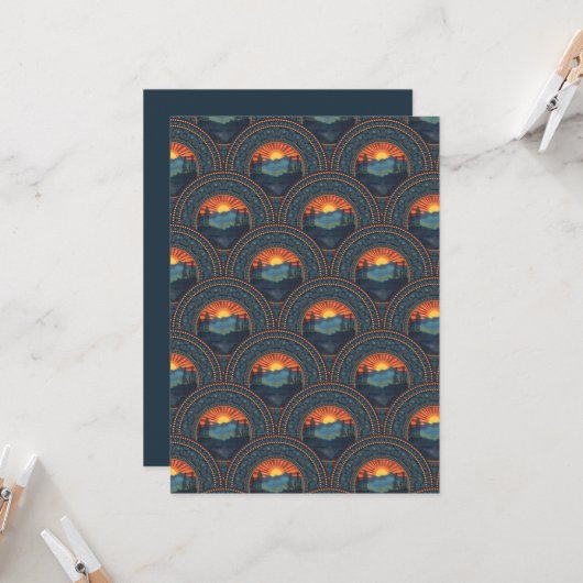 Printable Vintag Wilderness Sunset Mandala Scales Einladung (Vorderseite/Rückseite Beispiel)