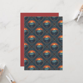 Printable Vintag Wilderness Sunset Mandala Tiled Einladung