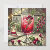 Printable Vintage Christmas Drink Cranberry Fizz Einladung (Rückseite)