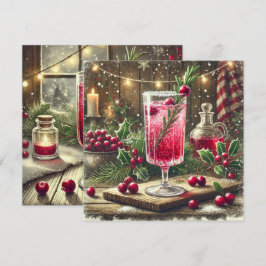 Printable Vintage Christmas Drink Cranberry Fizz Einladung
