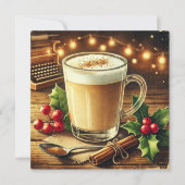 Printable Vintage Christmas Drink Eggnog Latte Einladung (Vorderseite)