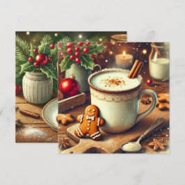 Printable Vintage Christmas Gingerbrot Hot Milk Einladung