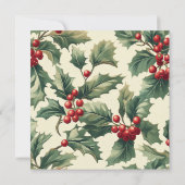 Printable Vintage Christmas Holly Pattern Paper Einladung (Rückseite)