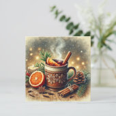 Printable Vintage Christmas Mulled Apple Cider Einladung (Stehend Vorderseite)