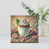 Printable Vintage Christmas Peppermint Mocha Einladung (Stehend Vorderseite)