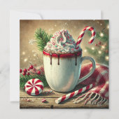 Printable Vintage Christmas Peppermint Mocha Einladung (Vorderseite)