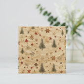 Printable Vintage Christmas Pine on Parchment Einladung (Stehend Vorderseite)