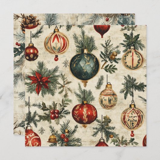 Printable Vintage Festivitätstöne auf Pergament Einladung (Vorne/Hinten)