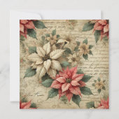 Printable Vintage Poinsettia für Skriptaufnahmen Einladung (Rückseite)