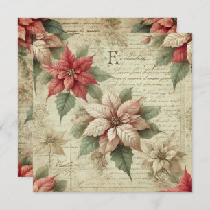 Printable Vintage Poinsettia für Skriptaufnahmen Einladung